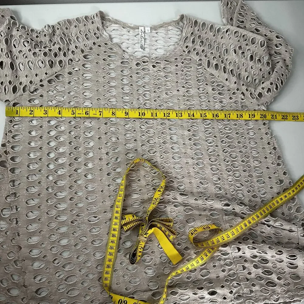 Lulu B Top Womens Small Cutout Mesh Pullover Open Knit Net Oversized‎ Beach